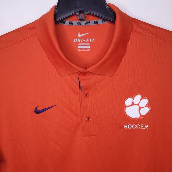 Nike Polo Shirt Mens XXL Clemson Soccer Orange, Purple Dri Fit - Picture 1 of 11